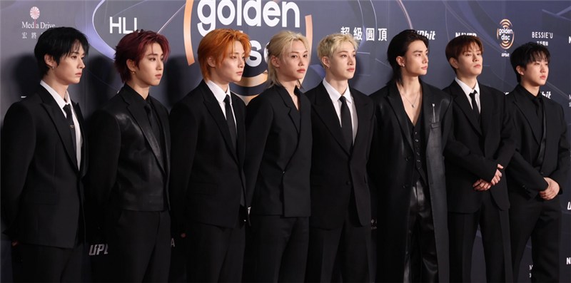 Stray Kids on the red carpet at the 40th Golden Disc Awards, January 2026